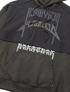 AJOBYAJO Arch Logo Washed Layered Hoodie Charcoal
