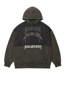 AJOBYAJO Arch Logo Washed Layered Hoodie Charcoal
