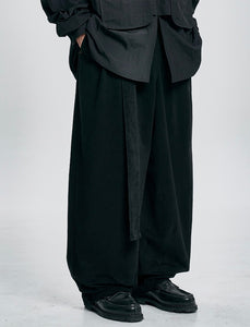 AJOBYAJO Asymmetric Cotton Pants Black