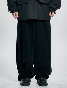 AJOBYAJO Asymmetric Cotton Pants Black