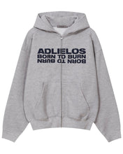 Load image into Gallery viewer, Adlielos Born To Burn Cover Zip-Up Hoodie Melange Grey
