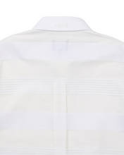 Load image into Gallery viewer, AJOBYAJO Stripe Mesh Layered Polo Shirt White
