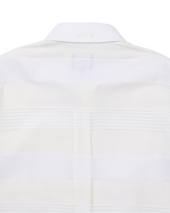 AJOBYAJO Stripe Mesh Layered Polo Shirt White