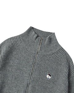 ILP New Parisian Logo Wool Zip-Up High Neck Knit Gray