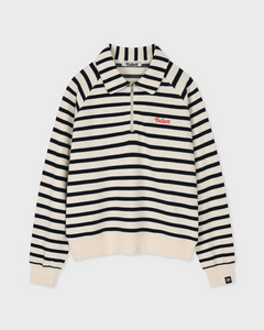 Fallett Stripe Half Zip-Up Sweatshirt Ivory