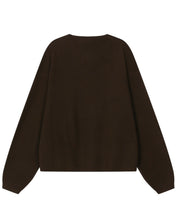 Load image into Gallery viewer, Adlielos Grid Round Neck Knit Brown
