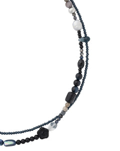 AJOBYAJO Black Light Beads Layered Necklace Black