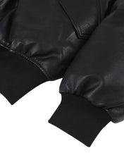 将图片加载到图库查看器，Adlielos Robust Faux Leather Puffer Jacket Black

