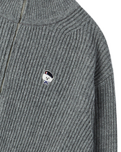 Load image into Gallery viewer, ILP New Parisian Logo Wool Zip-Up High Neck Knit Gray
