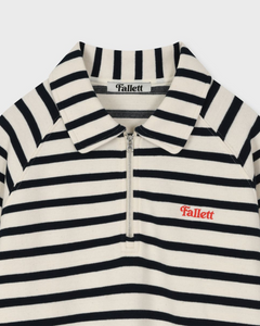 Fallett Stripe Half Zip-Up Sweatshirt Ivory