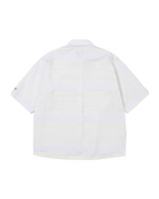 Load image into Gallery viewer, AJOBYAJO Stripe Mesh Layered Polo Shirt White
