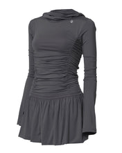 将图片加载到图库查看器，FLARE UP Hooded High Neck Dress Charcoal
