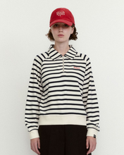 Load image into Gallery viewer, Fallett Stripe Half Zip-Up Sweatshirt Ivory
