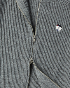 ILP New Parisian Logo Wool Zip-Up High Neck Knit Gray