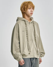 Load image into Gallery viewer, AJOBYAJO Laced Multi-Drawstring Zip-Up Hoodie Beige
