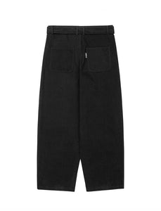 AJOBYAJO Asymmetric Cotton Pants Black