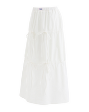 Load image into Gallery viewer, PLASMA SPHERE Party Shirring Maxi Skirt White
