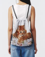 Load image into Gallery viewer, Kijun Kitty Drawstring Sport Bag Light Grey
