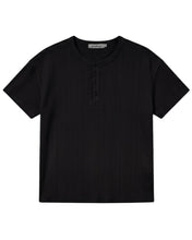 将图片加载到图库查看器，Adlielos Ribbed Henley T-Shirt Black
