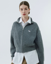 Load image into Gallery viewer, ILP New Parisian Logo Wool Zip-Up High Neck Knit Gray
