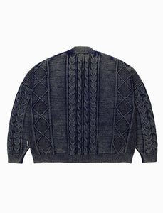 AJOBYAJO Cable Washed Cardigan Navy