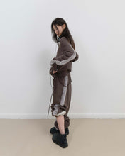 Load image into Gallery viewer, OJOS Fur Trim Jersey Zip-up Stone Brown
