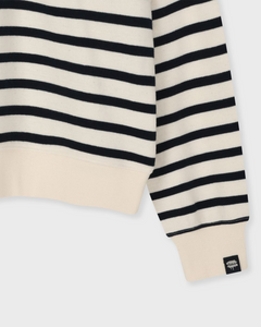 Fallett Stripe Half Zip-Up Sweatshirt Ivory
