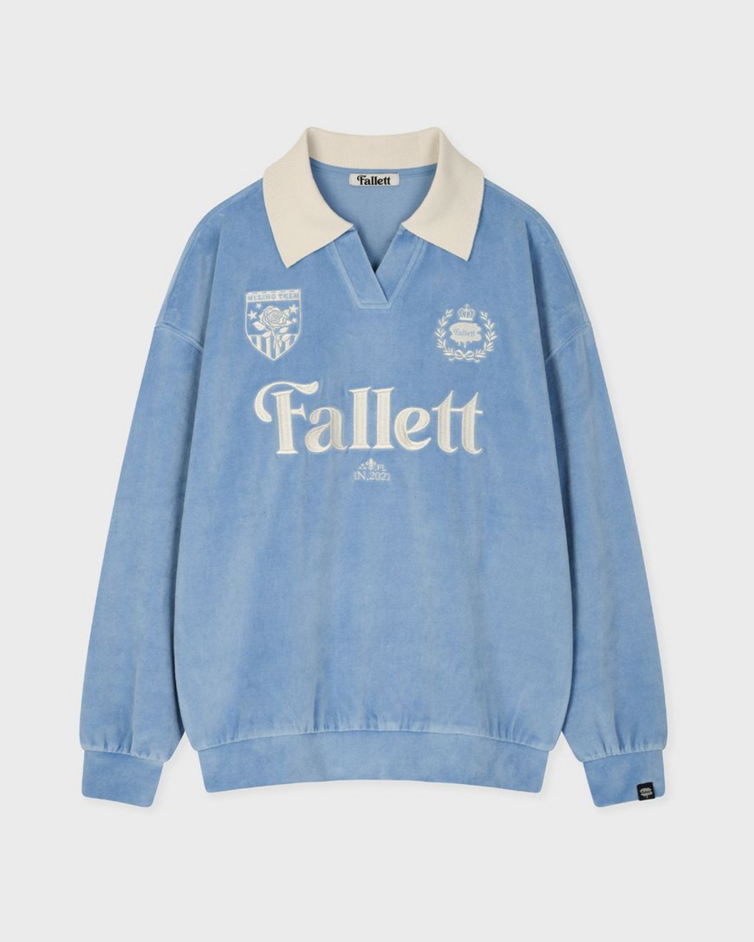 Fallett Velour Collar Sweatshirt Melange Sky Blue