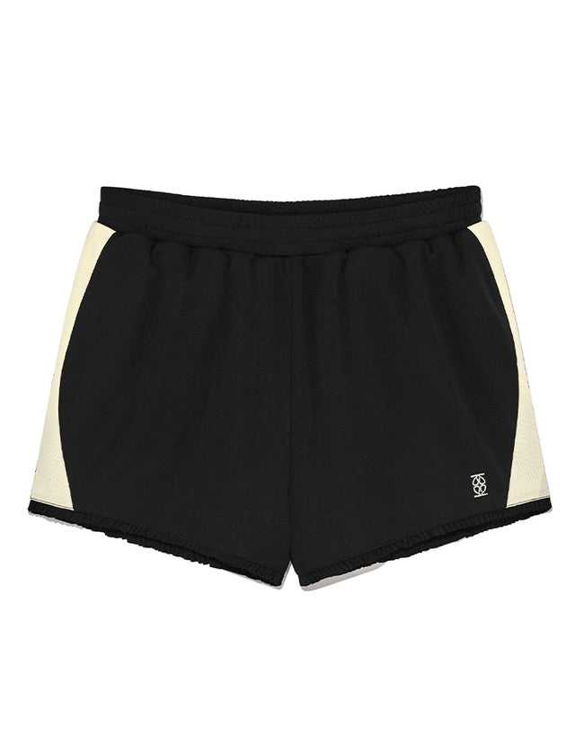 Kijun Frill Jersey Shorts Black Ivory