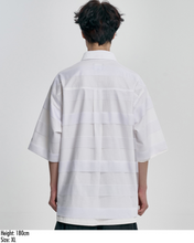 Load image into Gallery viewer, AJOBYAJO Stripe Mesh Layered Polo Shirt White
