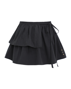 PLASMA SPHERE Duet Mini Frill Wrap Skirt Black