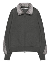 Load image into Gallery viewer, OJOS Fur Trim Jersey Zip-up Charcoal

