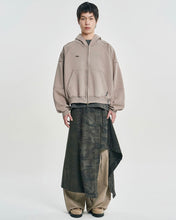 Load image into Gallery viewer, AJOBYAJO Cropped Washed Zip-Up Hoodie Dusty Beige
