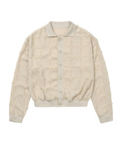 Load image into Gallery viewer, AJOBYAJO Fringe Check Cardigan Cream
