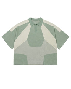 AJOBYAJO Paneled Two-Tone Polo Shirt Mint