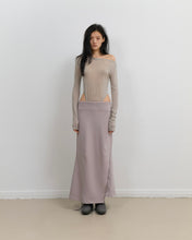Load image into Gallery viewer, OJOS Asymmetric Mermaid Jersey Skirt Beige
