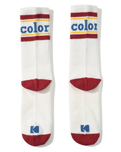 将图片加载到图库查看器，Kodak Kodacolor Crew Socks Red
