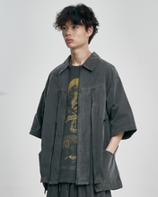 Load image into Gallery viewer, AJOBYAJO Paneled Zip-Up Shirt Charcoal

