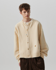 Beyond Closet New Classic Cable Detail Wool Blended Cardigan Ivory