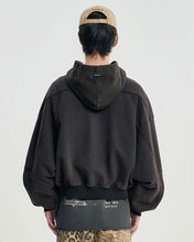 将图片加载到图库查看器，AJOBYAJO Cropped Washed Zip-Up Hoodie Black
