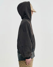 将图片加载到图库查看器，AJOBYAJO Cropped Washed Zip-Up Hoodie Black
