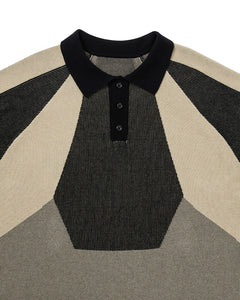 AJOBYAJO Paneled Two-Tone Polo Shirt Beige