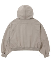 Load image into Gallery viewer, AJOBYAJO Cropped Washed Zip-Up Hoodie Dusty Beige
