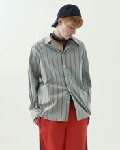 将图片加载到图库查看器，N. Archive Lux Fabric Stripe Cotton Shirt Blue
