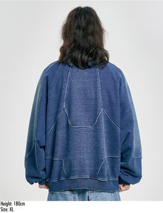 AJOBYAJO Paneled Denim Sweatshirt Blue