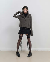 Load image into Gallery viewer, OJOS Tassel Collar Knit Cardigan Charcoal
