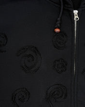 Load image into Gallery viewer, PLASMA SPHERE Floral Applique Hooded Jumper Black
