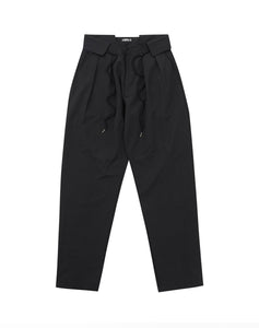AJOBYAJO Two Tuck Nylon Baggy Pants Black