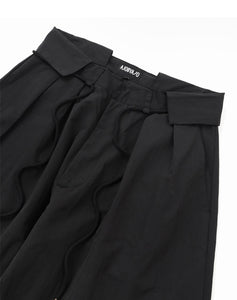 AJOBYAJO Two Tuck Nylon Baggy Pants Black