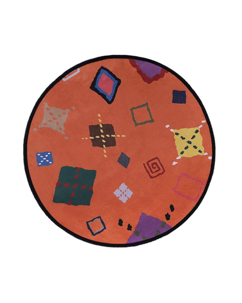 UNALLOYED Argyle Circle Rug Orange